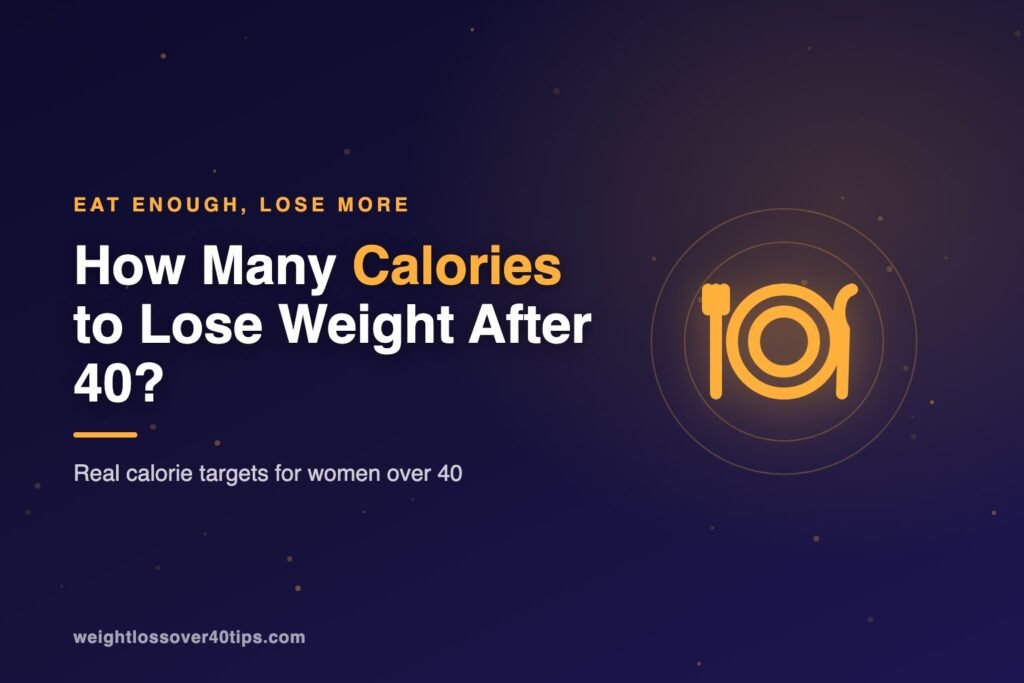 How many calories to lose weight after 40 - calorie guide for women with plate illustration